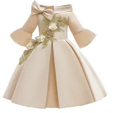 Детские платья для девочек; праздничные Платья с цветочным узором для девочек на свадьбу; одежда для детей; платье принцессы с вышивкой без рукавов с открытыми плечами