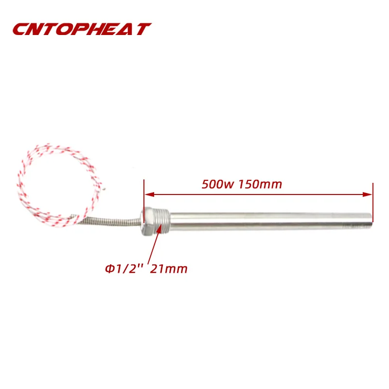Elemento de Aquecimento Elétrico da Água da Imersão do Calefator 220v Cilíndrico 21 mm da Linha 500w do Cartucho