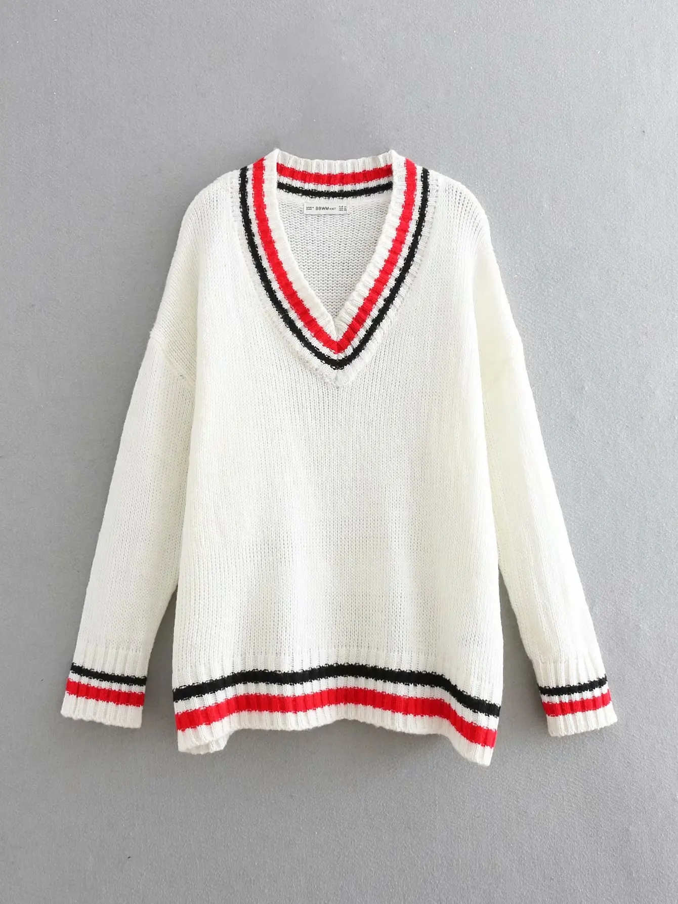 

2020 chun xin Products in Europe And American Style WOMEN'S Dress College Style Contrast Color Ribbed Pattern Sweater A8ws9937
