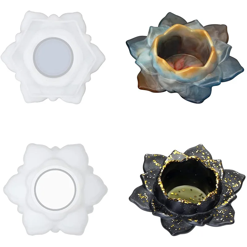 

DIY 3D Lotus Candle Holder Silicone Mold Craft Making Homemade Tool Flower Storage Box Epoxy Resin Molds Home Decoration