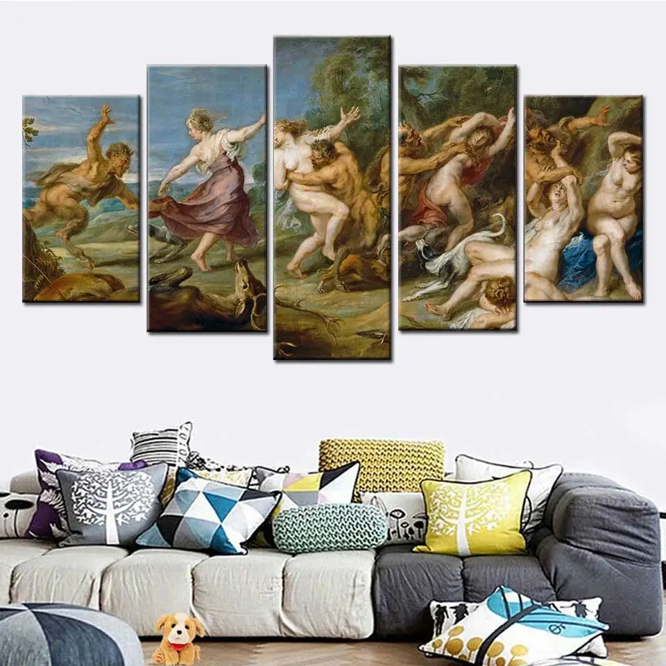 HD prints 5 panels Rubens Peter Paul Diana and her fairy tale canvas decorative wall art living room pictures
