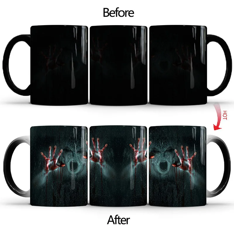 

New Zombie Horror Heat Changing Mug Color Cup Coffee Sensitive Magic Tea Hot Reactive Cold Ceramic Halloween Creative Gifts