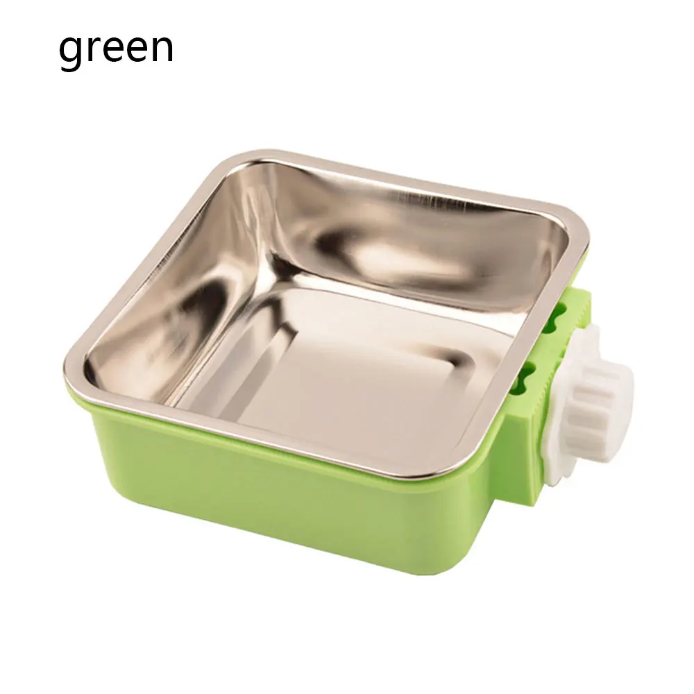 Green Кормушка для собак кошек, чаша, подвеска из нержавеющей стали для кошек, кормление для клетки, легкая чистка, миски для воды для кошек, собачьи продукты Домашние животные - Цвет: Green
