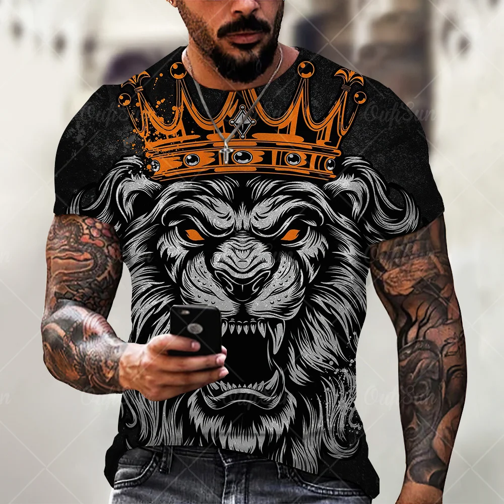 2021 New Fashion Cool T-shirt For Men’s 3D T-shirt Printing lion Short Sleeve Summer Shirt Printing T-shirt