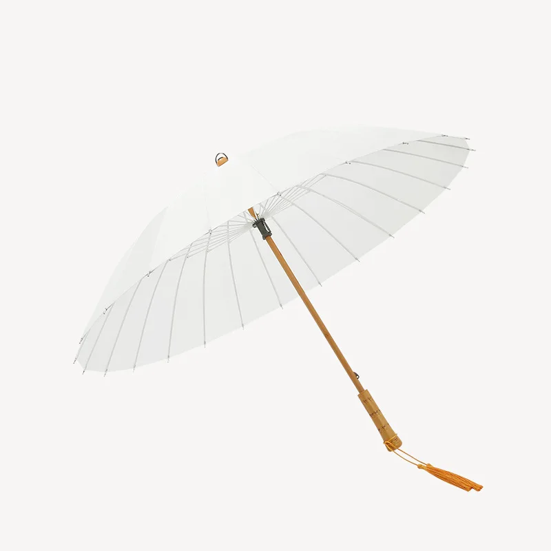 Высокое качество женский двойной большой зонт трость ветрозащитный с деревянной ручкой Зонты 24 к длинный зонтик модный