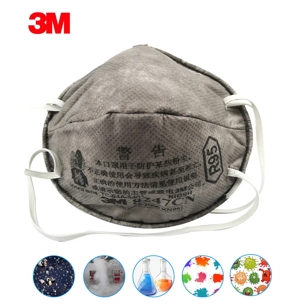 

20PCS 3M 8247 R95 Respirator Mask Activated Carbon Surface Filter Mask Against Particle Welding Paint Fiber Dust Protective Mask