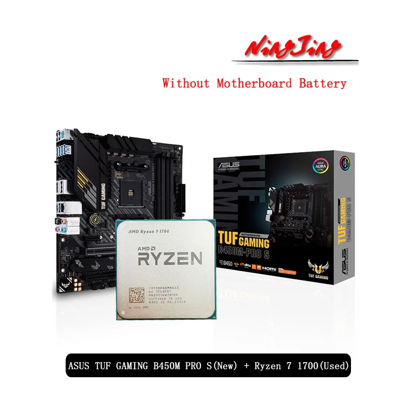 AMD Ryzen 7 1700 R7 CPU + ASUS TUF GAMING B450M PRO S оригинальный новый комплект материнской платы Socket