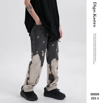 

2019 Street Fashion New Jeans Men Original High Street Style Spray Color Men Jeans Loose Retro Hip Hop Trousers