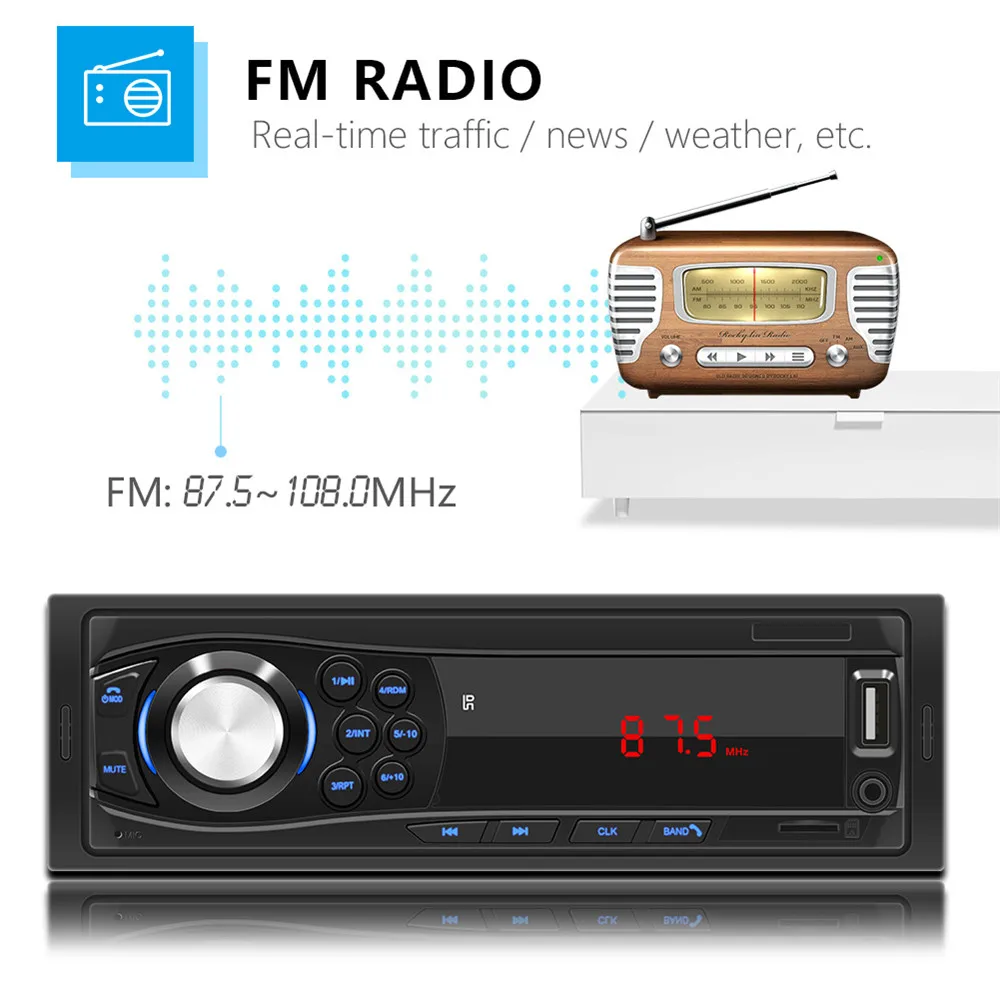 Оригинальный Автомобильный Bluetooth MP3-плеер 12 В совместимый с FM-радио двойным USB AUX