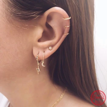 

ZEMO 100% 925 Sterling Silver Cross Hoop Earrings Women's Animal Round Earrings Girls' Circle Hang Earring Ear Piercing Jewelry