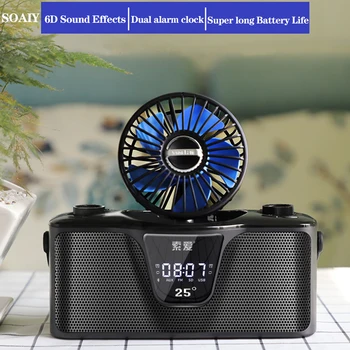 

Bluetooth Speaker Subwoofer With Fan Wireless Stereo Dual Loudspeaker FM Radio Alarm Clock TF Card Support USB Speaker Portable