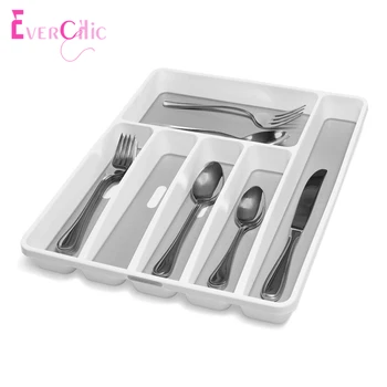 

6 Sections Drawer Organizer Cutlery Tray Silverware Utensil Kitchen Storage Organizer Box Knife Fork Spoon Chopsticks Storage
