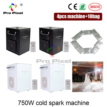

4pcs And 10 Bags Powder 750W Cold Spark Firework Machine Dmx And Remote Control Smokeless Sparkular Machine For Wedding
