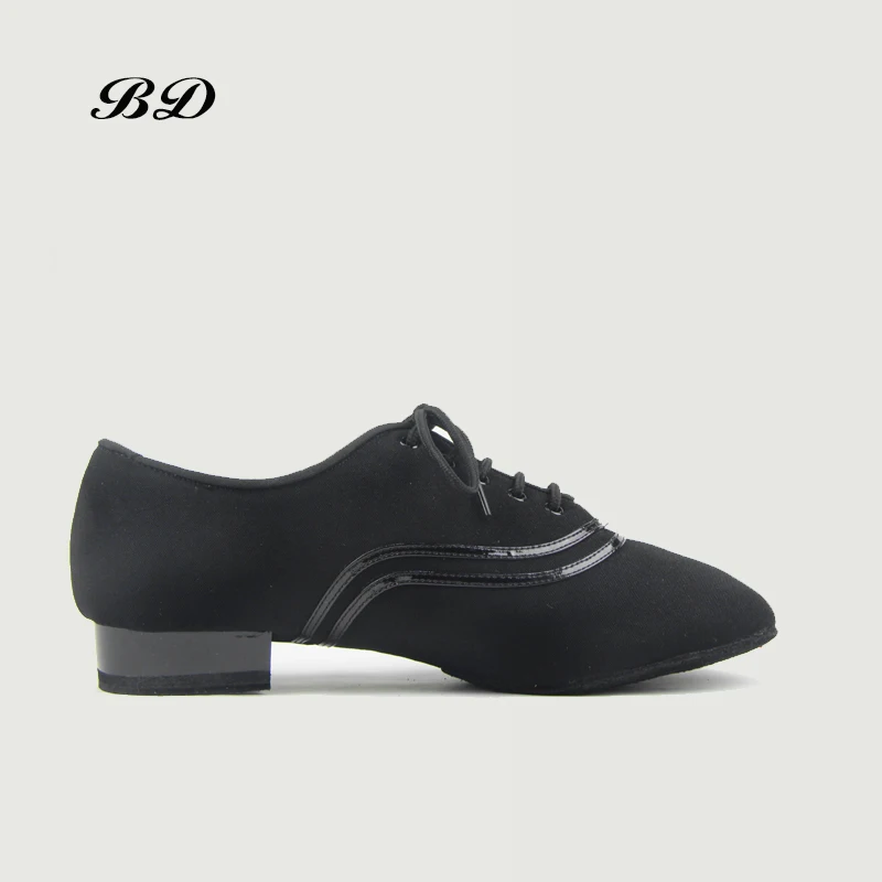 TOP Dance Shoes Latin Modern Men's Shoes Cowhide Two-point Sole Wear-resistant Oxford Cloth Upper Authentic Lace Up Ballroom 2
