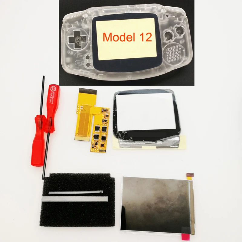 Clear white DIY ips GBA ЖК-экран 10 уровней высокой яркости подсветки для kingd Gameboy Advance консоль V2 версия с предварительно вырезанным корпусом - Цвет: Clear white