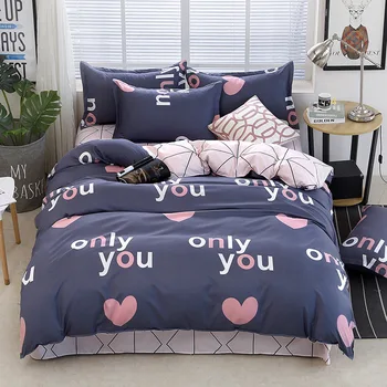 

Full of Love 4pcs Kid Bed Cover Set Cartoon Duvet Cover Adult Child Bed Sheets And Pillowcases Comforter Bedding Set 61075