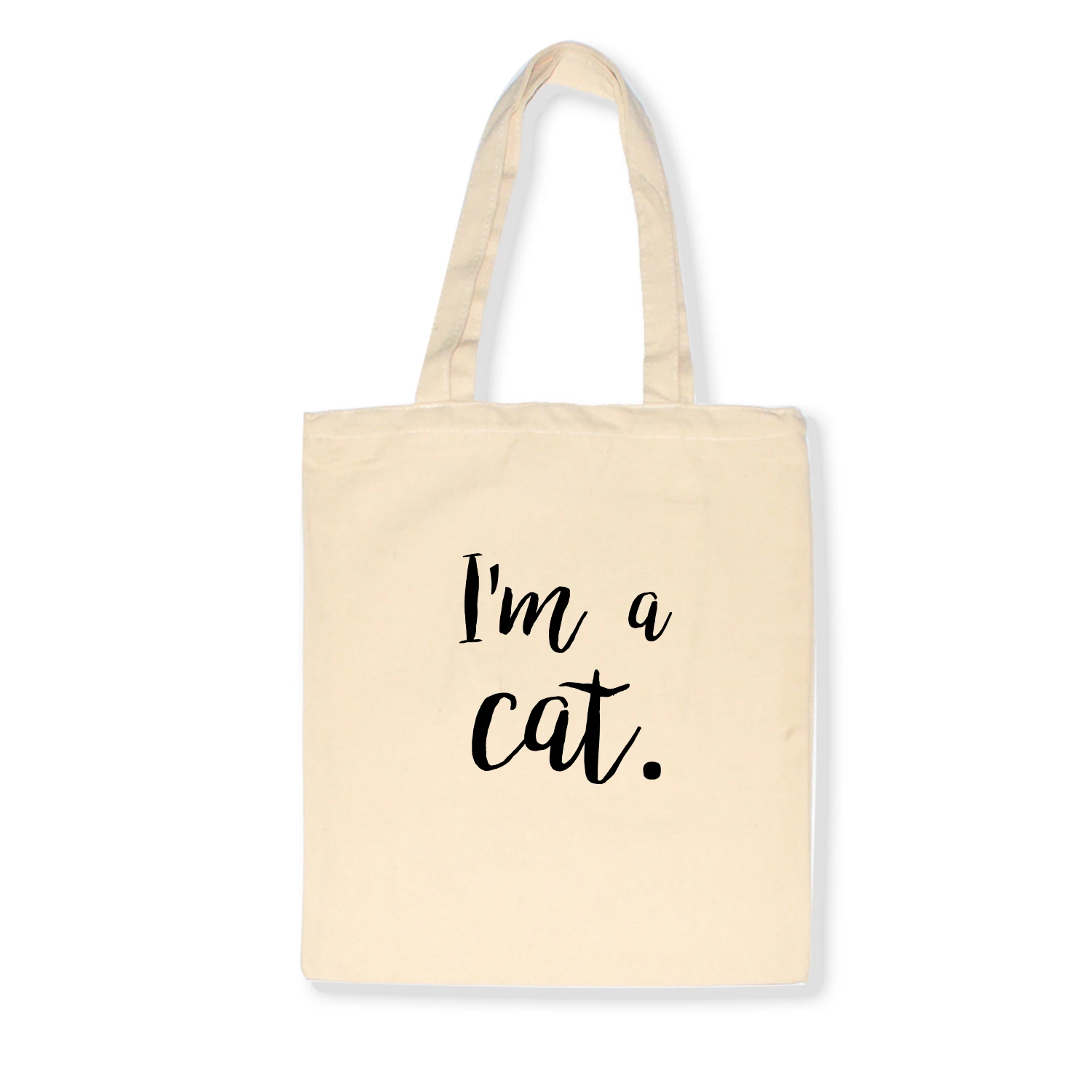 Парусиновые сумки на плечо с надписью «I'm A Cat» и изображением кота, хозяйственная сумка, эко-сумка для покупок, модная повседневная Складная Большая Сумка