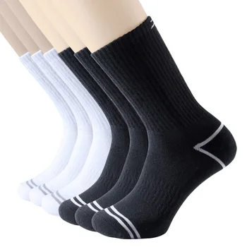 

6 Pairs Men Socks Cotton Heavy Cushion Crew Socks Comfortable Breathable Elastic Socks