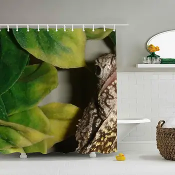 

Frilled Neck Shower Curtain with Hooks, Mildew Resistant for Bathroom