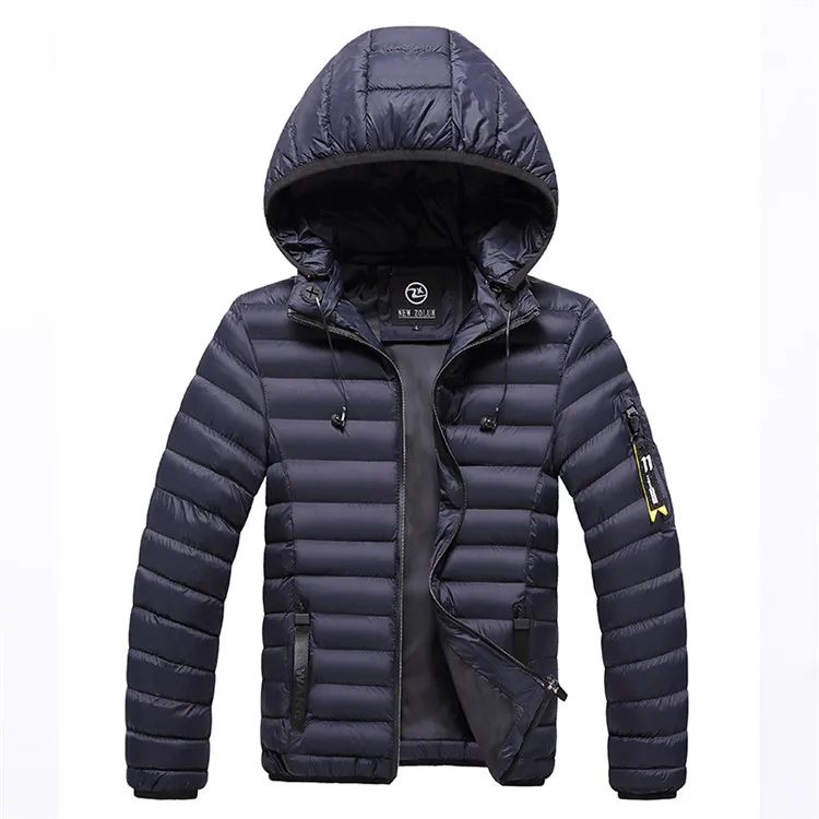 Однотонная мужская зимняя ветрозащитная куртка с капюшоном, мужская теплая куртка s, Повседневная приталенная Мужская водонепроницаемая Осенняя верхняя одежда - Цвет: HQ992 Dark Blue