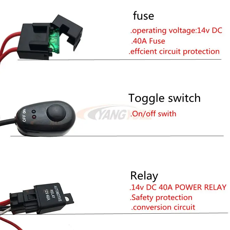 Горячая 2,5 м 40A DC12V Автомобильные универсальные аксессуары противотуманный свет комплект жгута проводов ткацкий станок для светодиодный свет для вождения бар Реле Переключатель