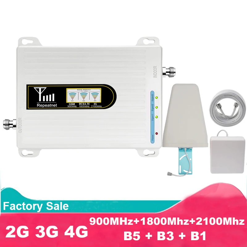 Трехдиапазонный ретранслятор gsm 2G 3G 4G Усилитель сотового сигнала GSM 900 LTE 1800 WCDMA 2100