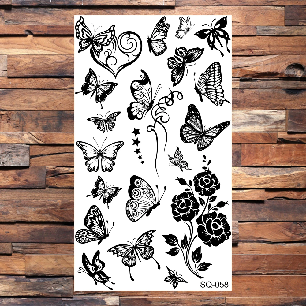 Temporary Tattoos Letter Flower For Women Adults Realistic Butterfly Dandelion Tree Life Fake Tattoo Sticker