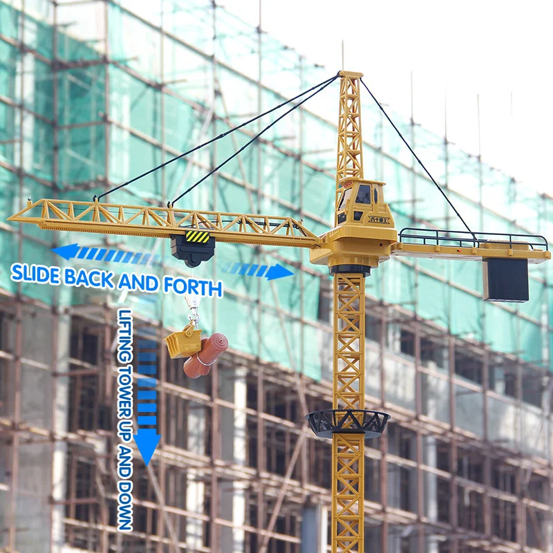 New Upgraded Version Remote Control Construction Crane 6CH 128CM 680 Rotation Lift Model 2.4G RC Tower Crane Toy For Kids rc construction toy