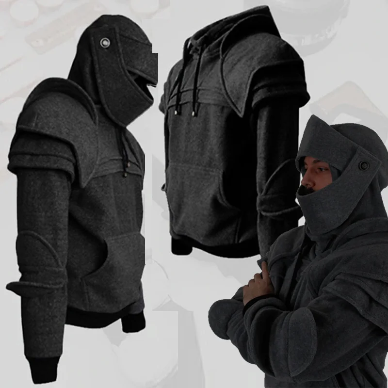 solid pleated sleeve hem curved long fleece hoodie