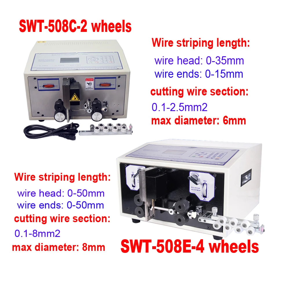 

SWT508C SWT508E Automatic Wire cutting Stripping and Peeling Machine Skinning cutting wire cable crimping Machine 2.5mm2 8mm2