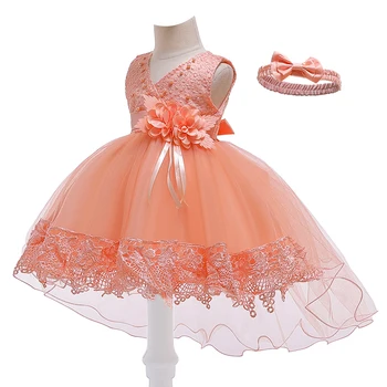 

Baby Girl Princess Dresses For Baby Christening Birthday Party Dress Newborn Infant Wedding Easter Clothing Headband Set