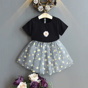 

Thunderers Girls Clothing Set Summer T-shirt Two Piece Small Daisies Children Sets Fashion Girls Clothes Suit Casual Mesh Outfit
