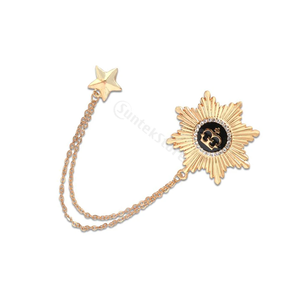 Fashion Women Girls Double Stars Design Neck Tip Brooch Chain Jewellery Gifts Gold