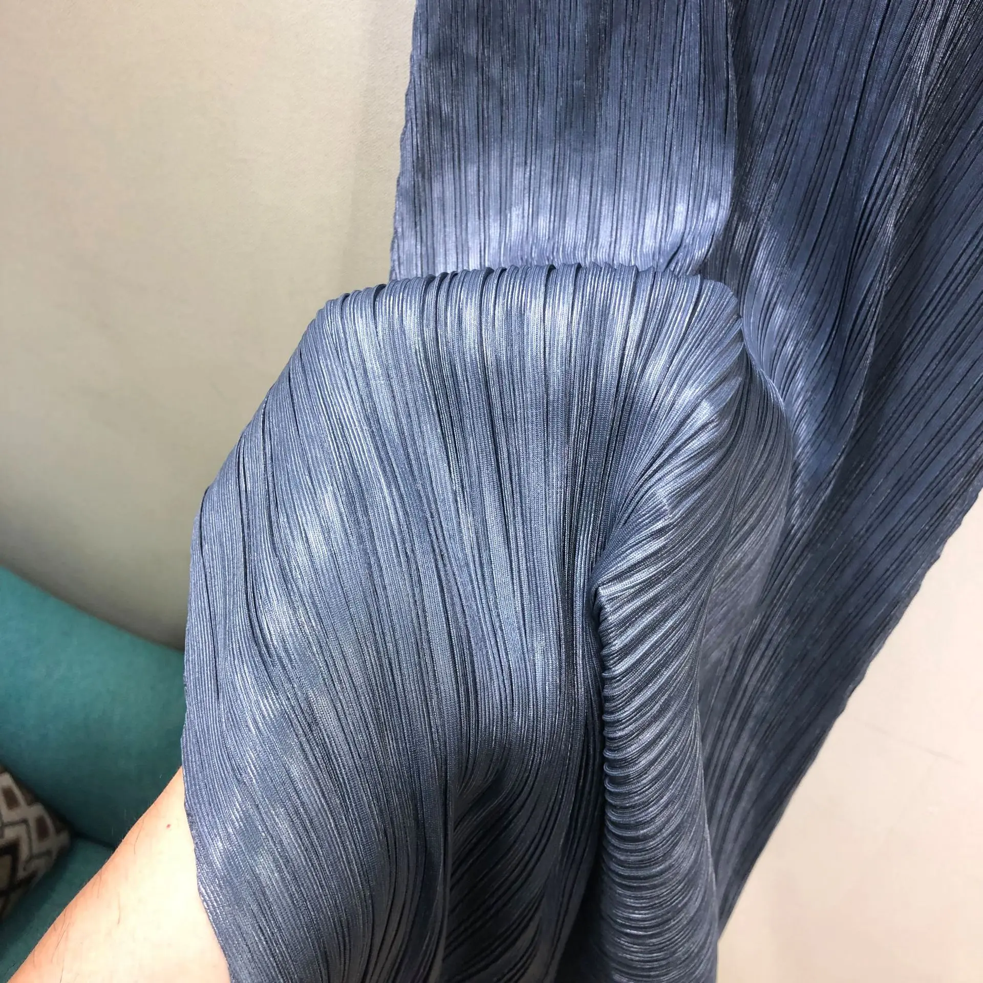 Плиссированное Платье MIYAKE плиссированная ткань с коротким рукавом длинное платье круглый воротник прямые платья Летние