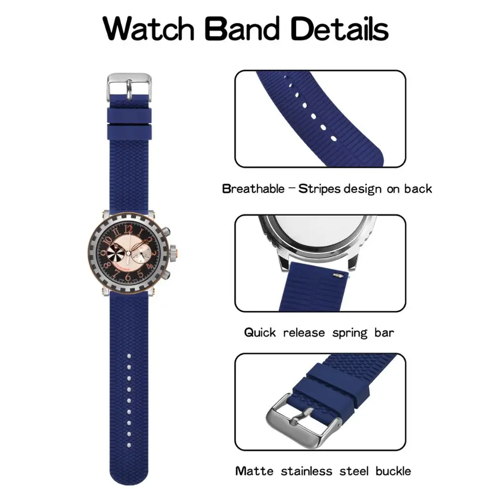 BISONSTRAP New Silicone Watch Band 18mm 20mm 22mm Watch Strap for Men Women Replacement Band Quick Release waterproof Watchbelt