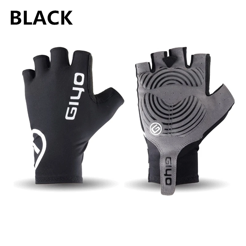 GIYO перчатки с сенсорным экраном, длинные перчатки с полупальцами, гелевые спортивные перчатки для велоспорта, MTB, шоссейные перчатки для езды на велосипеде, гоночные перчатки для женщин и мужчин, велосипедные перчатки - Цвет: Черный