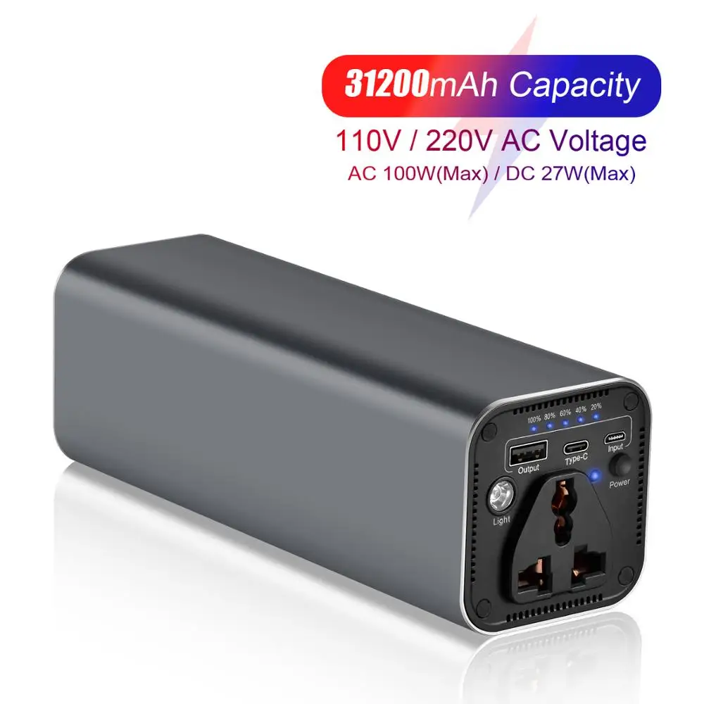 Us Warehouse Shipping 30000mah Power Bank 110v Ac Outlet 100w 116wh Power Station Travel Laptop Charger Camping Rechargeable Batteries Aliexpress