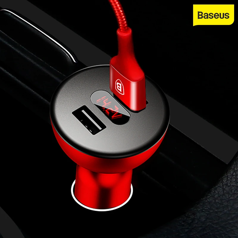 5v 1a usb Baseus Car Charger USB Fast Charging 4.8A 360 Rotation Display Player Charger Dual USB Car Mobile Phone Charger Adapter ForPhone usb c power adapter 20w