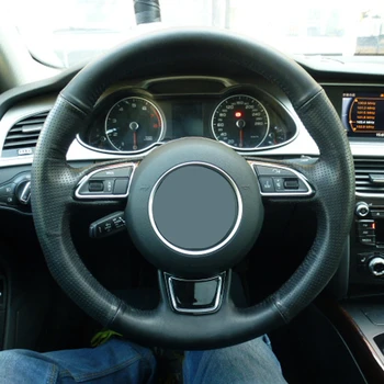 

Hand Stitched Genuine Leather Car Steering Wheel Cover For Audi A3 Steering Wheel Cover Auto Decoration Car Accessories Interior