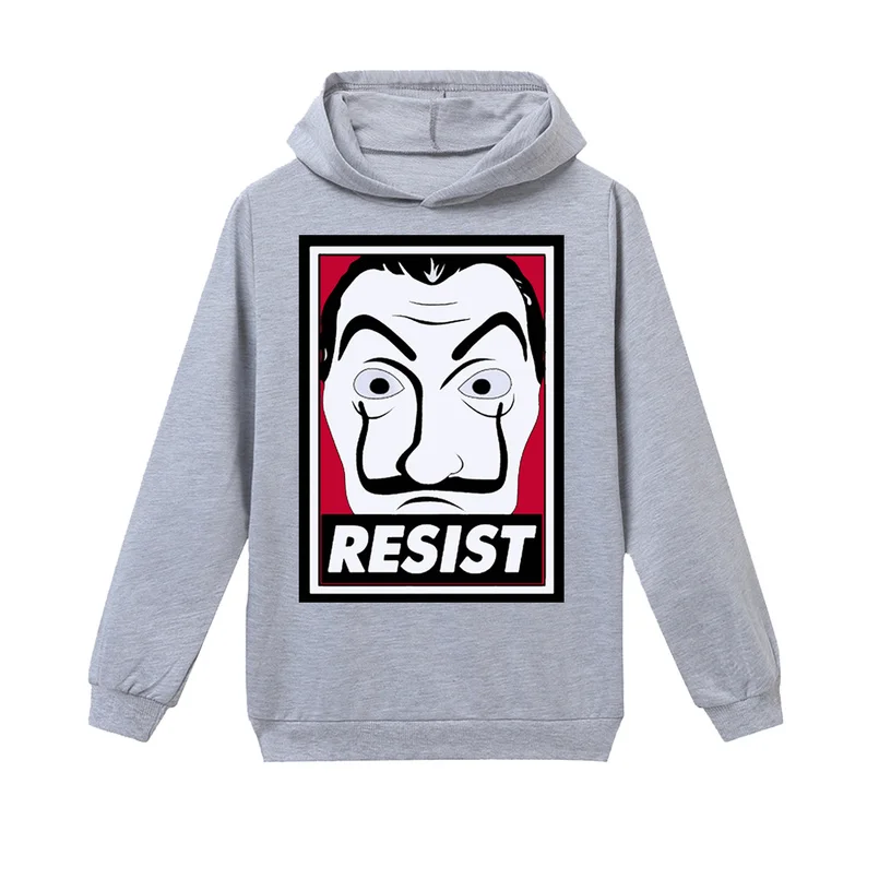 Money Heist/толстовки для маленьких мальчиков и девочек; сезон зима-весна-осень; Детские Бархатные толстовки с капюшоном; свитер с длинными рукавами; детская футболка; одежда