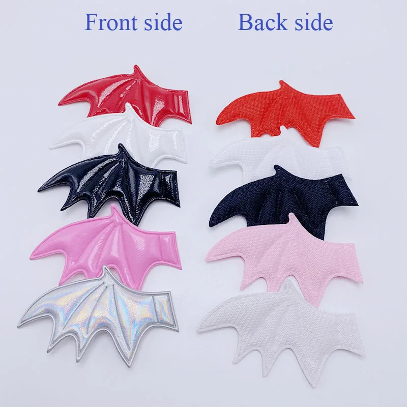 40Pcs/Lot 3.5*6CM Leather Fabric Demon Bat Wings Padded Appliques For DIY Halloween Costume Vampire Hair Clip Decoration Patches images - 6