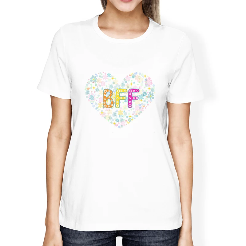 Lus Los BFF футболка с печатными буквами Для женщин короткий рукав круглым вырезом