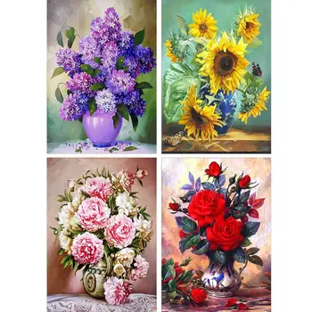 

4 Pack Rose Sunflower 5D DIY Diamond Painting Full Drill Rhinestone Embroidery