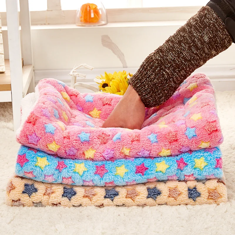 

Cushion Pad Cover Star Print Hamster Bed Mat Pet Blanket Mat Dog Cat Warm Sleep Mat Soft Fleece Puppy Medium Small Pet Supplies