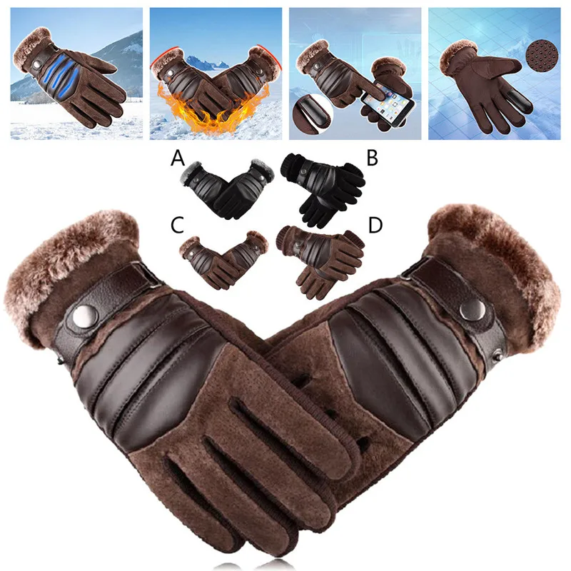 Новое поступление, Зимние перчатки для мужчин, сенсорный экран, ветрозащитные непромокаемые перчатки на ощупь, утолщенные теплые одноцветные перчатки O7
