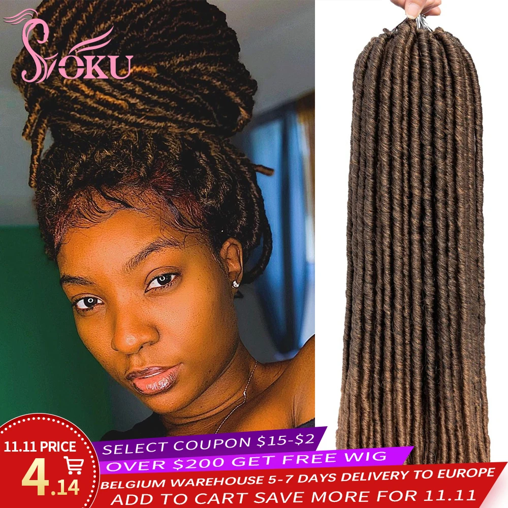 

Soku Straight Faux Locs Braid Ombre Brown Synthetic Hair Extensions Jumbo Braids Crochet Braiding African Dreadlocks Hairstyle