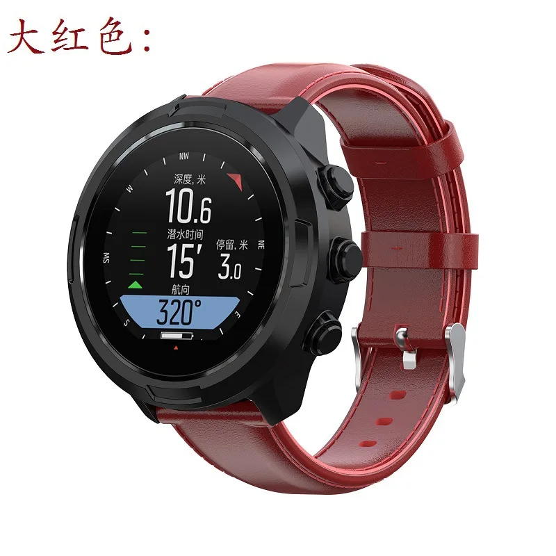 Red 24 мм масло воск кожаный ремешок браслет для смарт-часов Ремешок для Suunto Spartan Спорт запястье HR Baro 9 D5i общего назначения - Цвет: Red