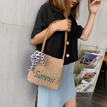 Соломенная сумка с буквами, женские сумки, летние сумки из ротанга, сумка через плечо, женские Тканые Пляжные сумки ручной работы, модные сумки-мессенджеры в богемном стиле