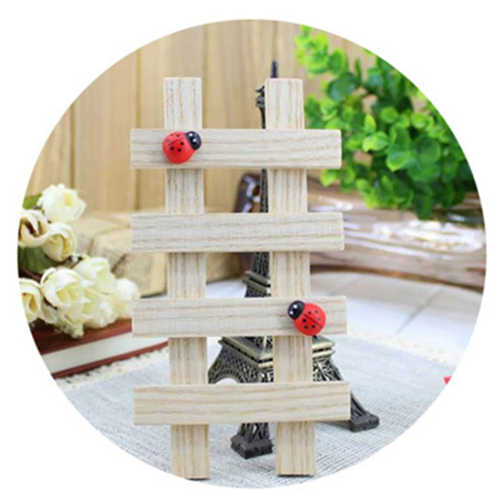 100Pcs Self Adhesive Scrapbooking Succulents Wall Sticker Fridge Cartoon Animals 3D Art Wooden Ladybug Micro Landscape Decor
