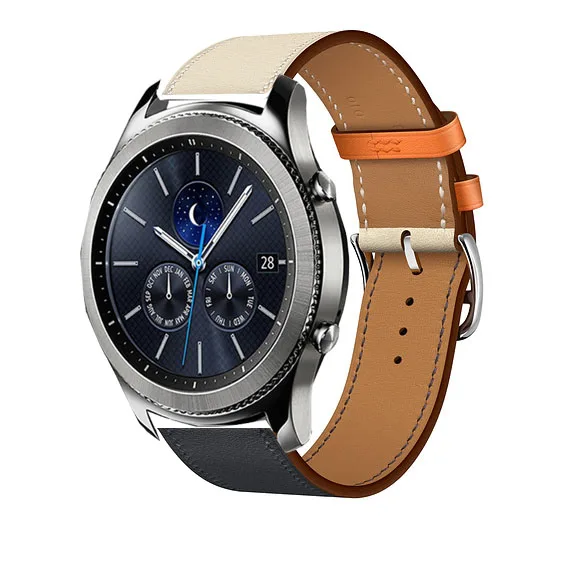 blue white 22 мм кожаный ремешок для galaxy watch 46 мм s3 pebble time Ticwatch 1 pro для amazfit 3 2 1 GTR pace huawei GT 2 honor magic ремешок - Цвет ремешка: blue white